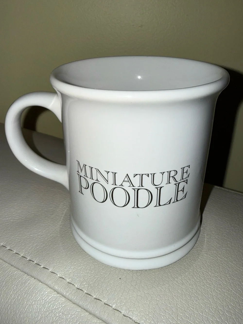 White Ceramic Dog Mug with Poodle Illustration - White